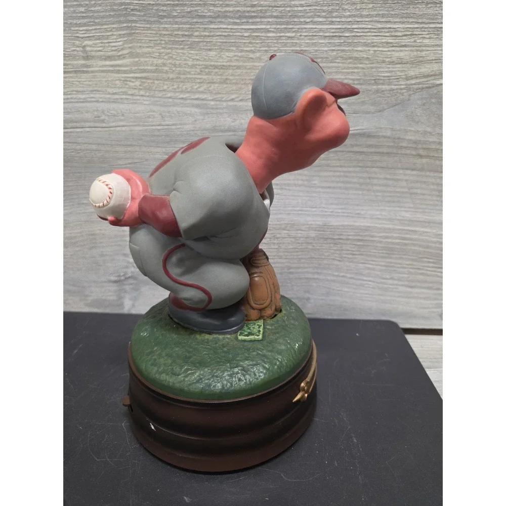The All Americans - Enesco Music Box Baseball Pitcher On Base-Moves Rare! Eshelf